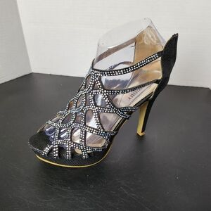 Rhinestone Sparkling Heels Sz 37 Bling Shoes L'Amour